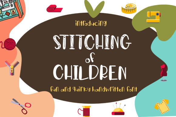 Stitching of Children Font for Playful, School-Themed Designs